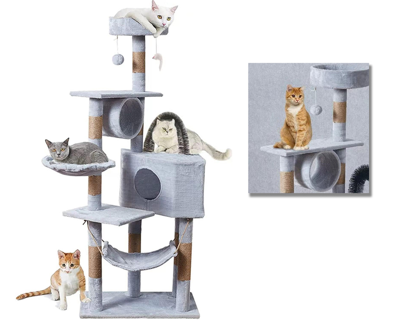 Cat Tree House with Scratching Posts Hammock