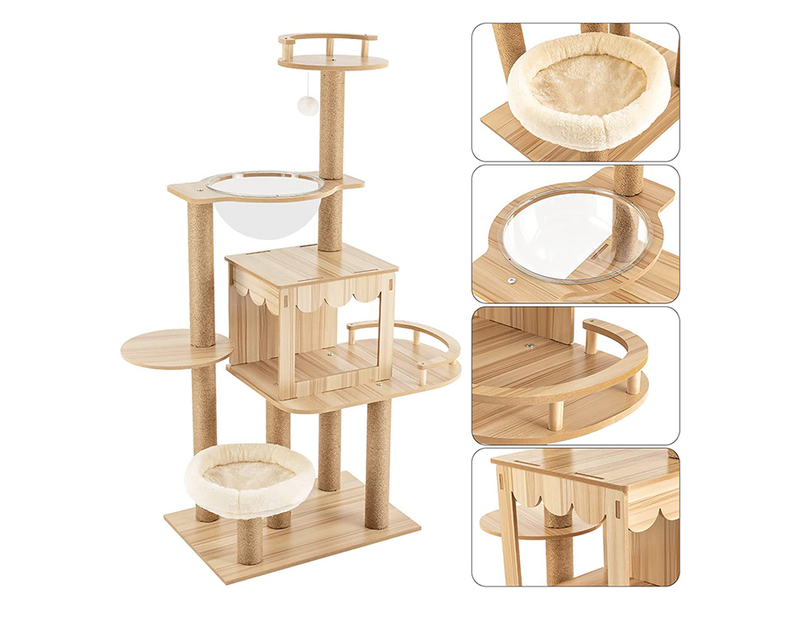 Cat Tree House Multi-Level Cat Tree House Condo with Hammock & Toys