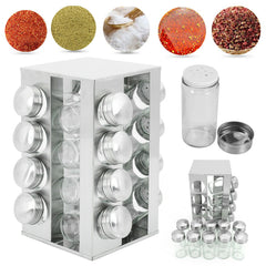 Spice Rack Stand Carousel Rotating Spice Rack Stand Glass 16 Jars - The Shopsite
