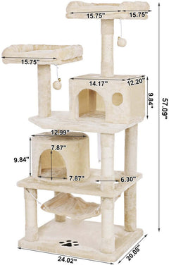 Cat Tree 150CM with Scratching Posts Hammock - The Shopsite