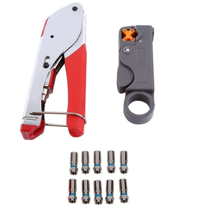 Tool Coax Rg59 Rg6 F Connector Fitting Crimper Cable Kit - The Shopsite