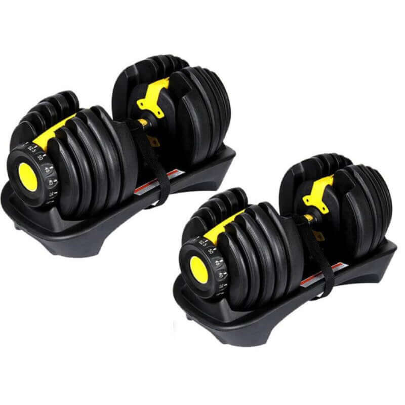 Adjustable Dumbbells 24kg each Yellow - The Shopsite