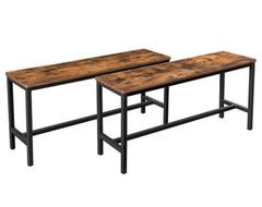 Rustic Brown Dining Benches - Set of 2 | VASAGLE