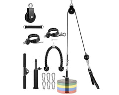 Fitness Pulley Cable System Biceps Triceps Home Gym Strength Training - The Shopsite