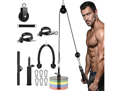 Fitness Pulley Cable System Biceps Triceps Home Gym Strength Training - The Shopsite