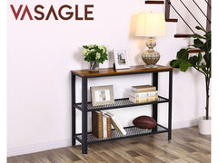 Rustic Brown Coffee Table with 2 Shelves by VASAGLE