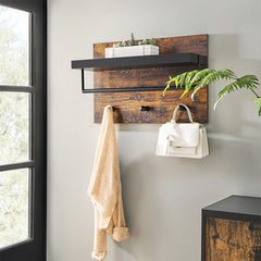 Vasagle Display Shelf Floating Shelves with Hooks