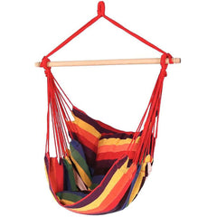 Red cotton rope hammock swing chair