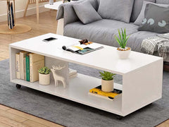 Coffee Table White with Wheels