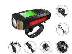 LED Bicycle Light with Horn 3 - In - 1 LCD Display