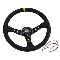 350mm suede leather steering wheel