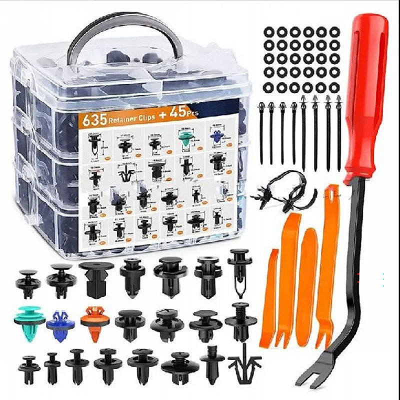 635PCS Car Body Trim Clips Retainer Bumper Rivets Fastener Kit