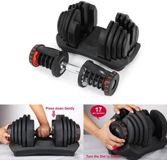 Adjustable Dumbbells Pair 40KG Dial Weight Set for Home Gym