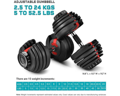 Adjustable Dumbbells 24Kg Pair