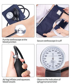 Blood Pressure Monitor Arm Blood Pressure Monitor Meter Aneroid Sphygmomanometer Cuff Stethoscope