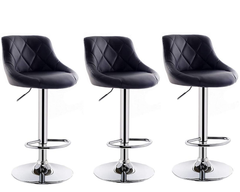Bar Stool Leather Black 3pcs