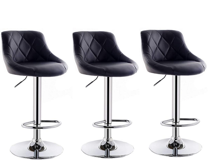 Bar Stool Leather Black 3pcs