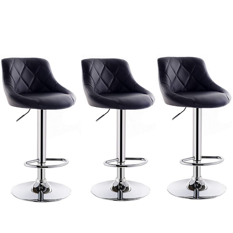 Bar Stool Leather Black 3pcs