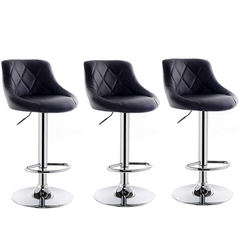 Bar Stool Leather Black 3pcs - Bar Stool