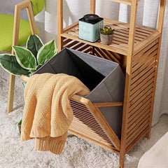 Bamboo Bathroom Cabinet Hamper Cabinet Organizer