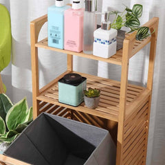 Bamboo Bathroom Cabinet Hamper Cabinet Organizer