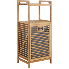 Bamboo laundry hamper cabinet full view