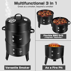 Charcoal Smoker BBQ Grill with Chimney