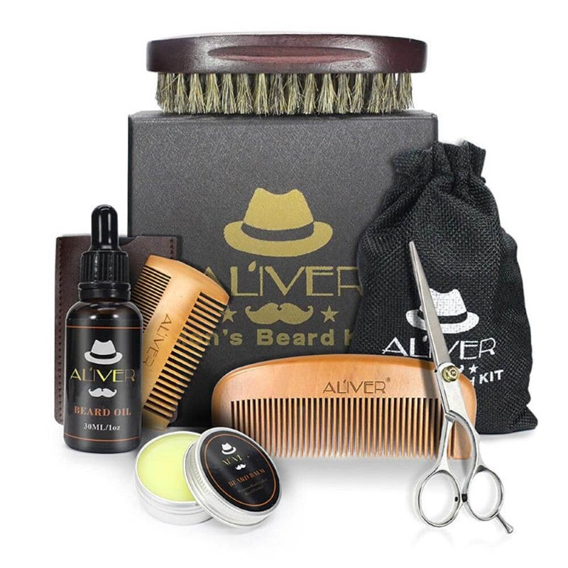 Beard Grooming Kit Oil Balm Brush
