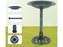 Outdoor Traditional Resin Garden Bird Bath-Green