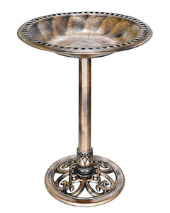 Outdoor Traditional Resin Garden Bird Bath-Copper