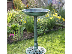 Outdoor Traditional Resin Garden Bird Bath-Green