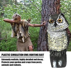 Owl Bird Scarer Bird Horned Owl With Rotating Head-Vertical Great Owl Garden Decor