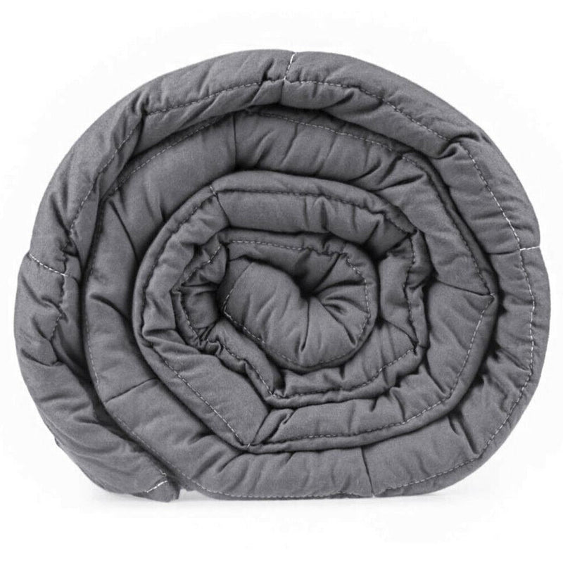Dark grey weighted blanket folded