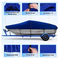 Boat Cover Heavy Duty  Trailerable Boat Cover 11Ft to 13FT Blue