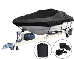 Boat Cover Heavy Duty – 210D Black Trailerable Boat Cover for 16–18ft V-Hull