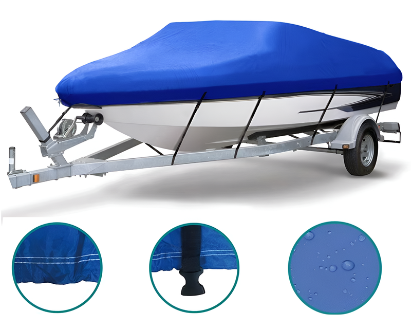 Boat Cover Heavy Duty – 210D Blue Trailerable Boat Cover for 17–19ft V-Hull