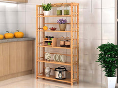 6 Tier Shelf bamboo Bookcase Bookshelf