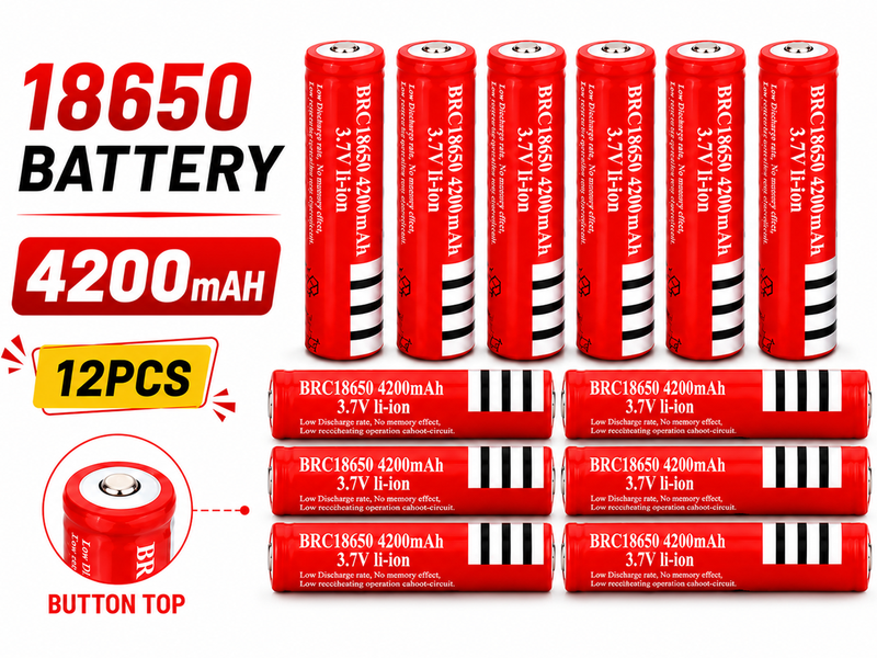 18650 Rechargeable Battery 12Pcs