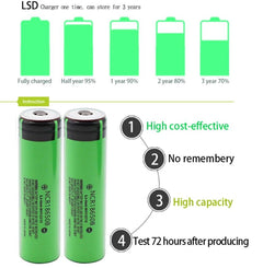18650 Battery Rechargeable NCR18650B 12PCS