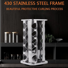 Spice Rack Stand Carousel Rotating Glass Round 20 Jars