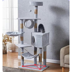 Cat Tree House with Scratching Posts Hammock