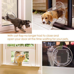 4 Ways Round Lockable Cat Door Dog Flap Cat Door