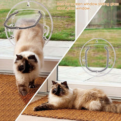 4 Ways Round Lockable Cat Door Dog Flap Cat Door