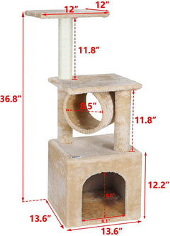 Cat Tree House Scratching Post Tree Play House 93cm