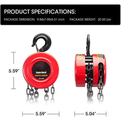 Chain Block & Tackle Hoist 1T 3M