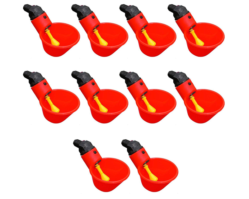 Chicken Drinker Cups – 10 Pack Automatic Poultry Water Feeder with Peck Trigger