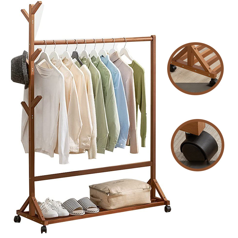 Cloth Rack Garment Rack Bamboo Clothes stand with Coat Rack