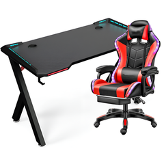 black gaming desk with rgb
