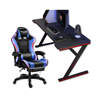 Gaming Chair with Desk – Racing Gaming Chair Combo with RGB Lights & Table