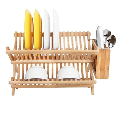 bamboo dish rack with utensil holder